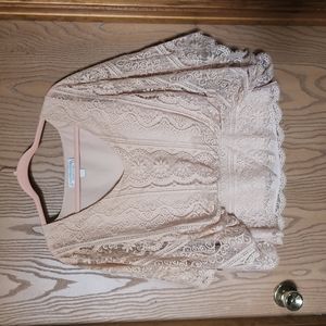 Lace Top with Flowing Short Sleeves